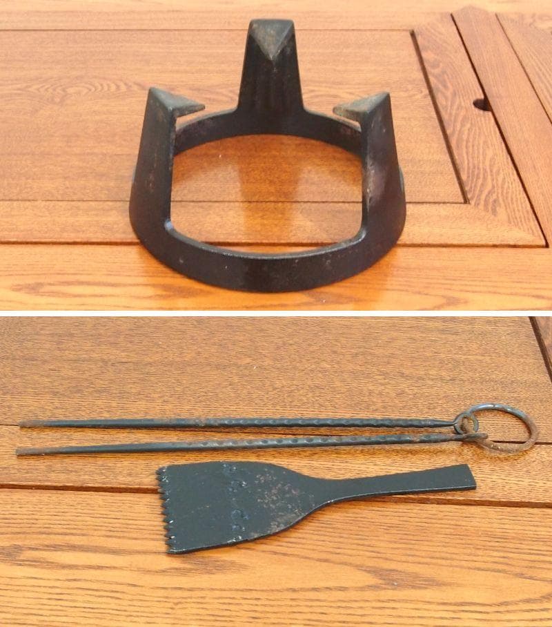 【美品】関西火鉢 囲炉裏テーブル 欅(ケヤキ) 無垢 燗銅壺 他付属品多数 家具