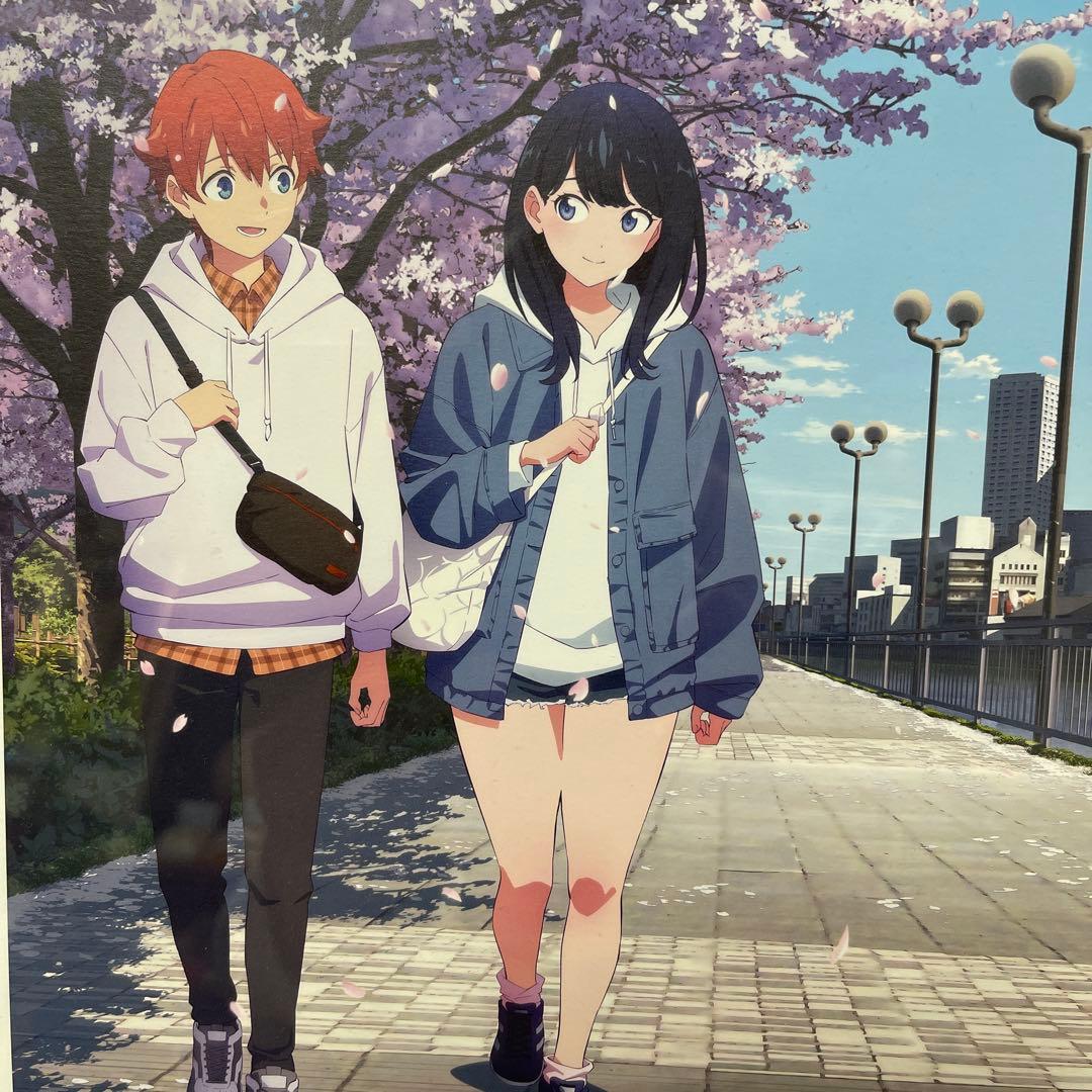 アニメキャラクター 桜の下のアートプリント 縦44センチ　横41センチ